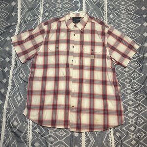 Carhartt Red and Cream Plaid Button Down Shirt